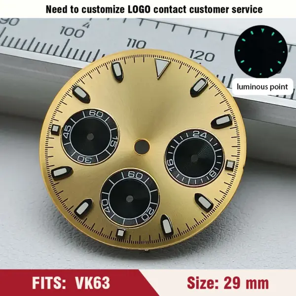 Green Luminous VK63 Watch Dial 29mm for Men - Image 19