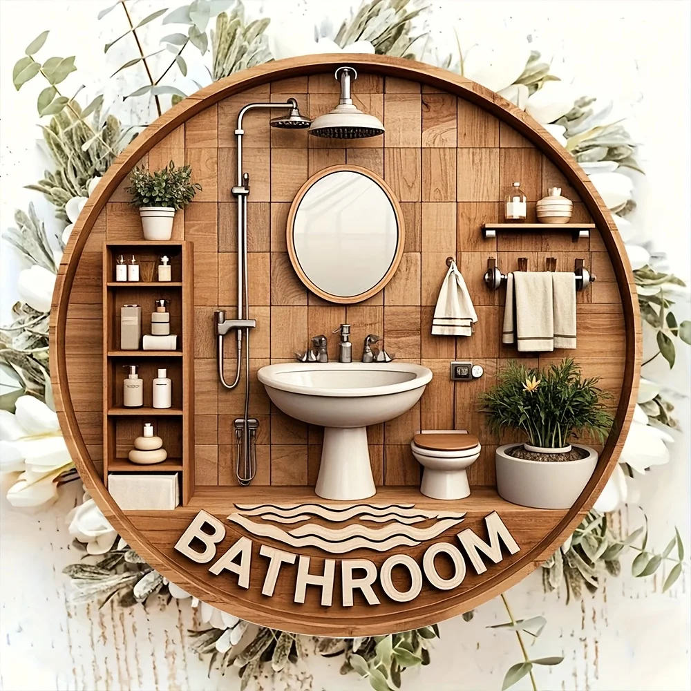 Country Gnome Toilet Logo Wooden Decor Plate 11 Country Gnome Toilet Logo Wooden Decor Plate - Image 11