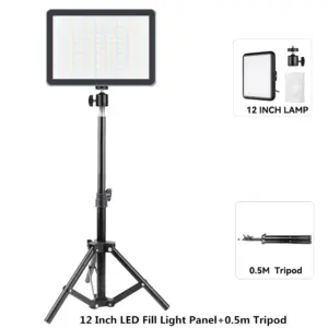 8/12 Inch LED Video Light Panel Kit with Tripod 24 Se9d363f65e374b76aa5ce22563fdc02dh