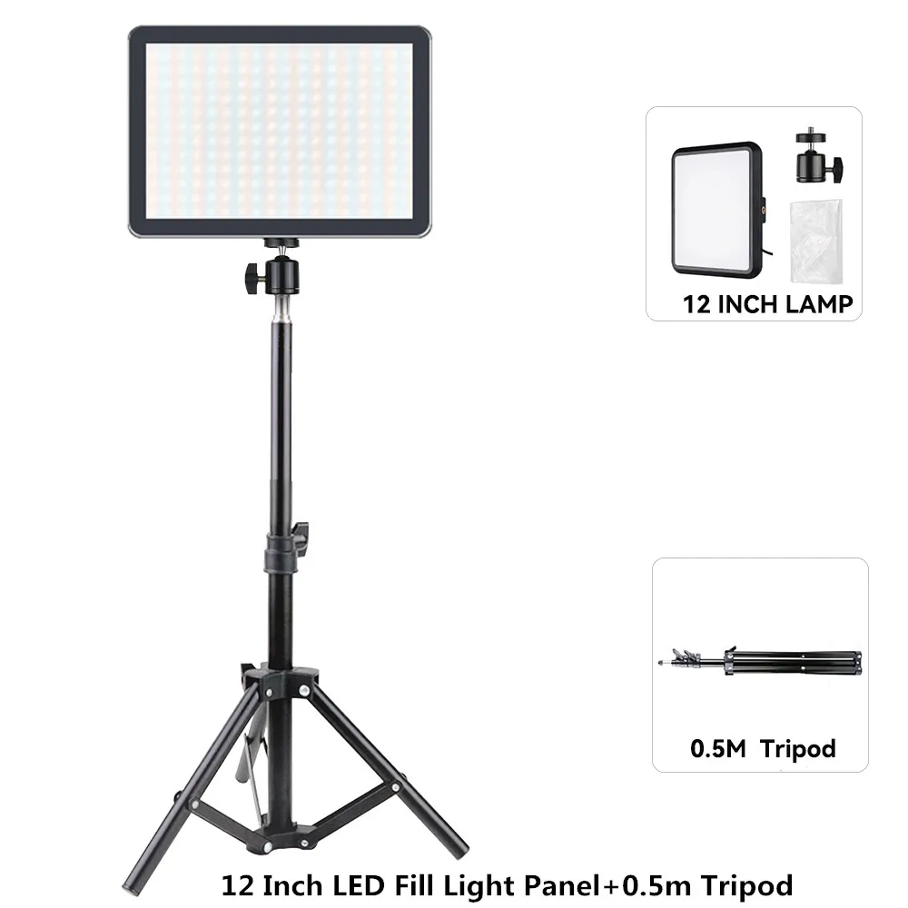 8/12 Inch LED Video Light Panel Kit with Tripod 9 8/12 Inch LED Video Light Panel Kit with Tripod - Image 9