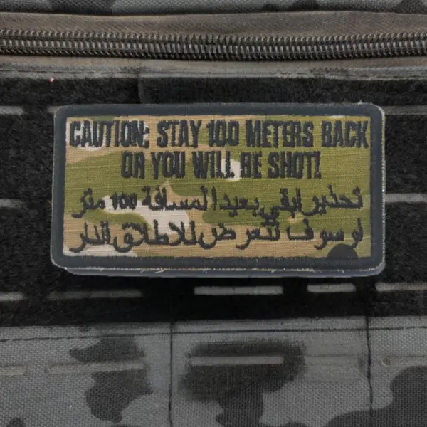 Embroidered Tactical Patch Caution Stay 100m - Image 6