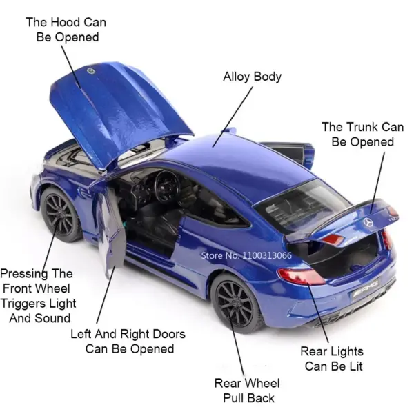 1:32 Honda Civic Type-R C63S Alloy Toy Car - Image 3