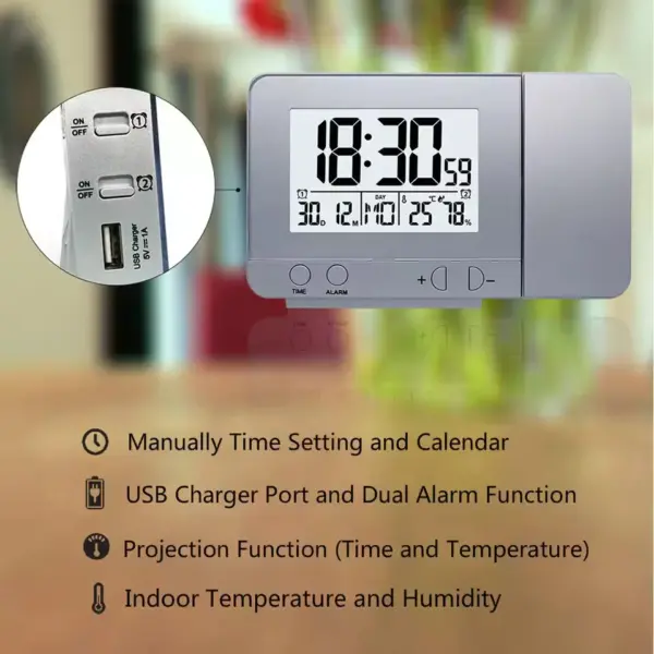 FanJu FJ3531 Digital Alarm Clock with Projection - Image 4