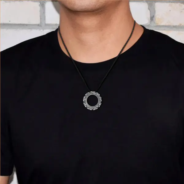 Mystical Black Metal Stargate Pendant Necklace - Image 4