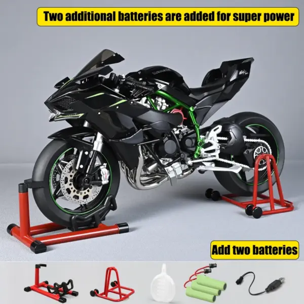 Kawasaki H2R 1:6 Diecast Motorcycle Model with Sound and Light - Image 7