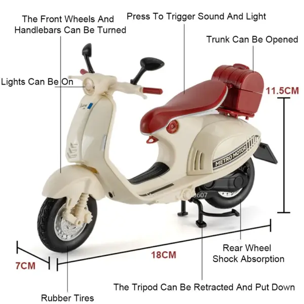 1:12 946 Model Retro Pedal Motorcycle Toy Alloy Diecast - Image 2
