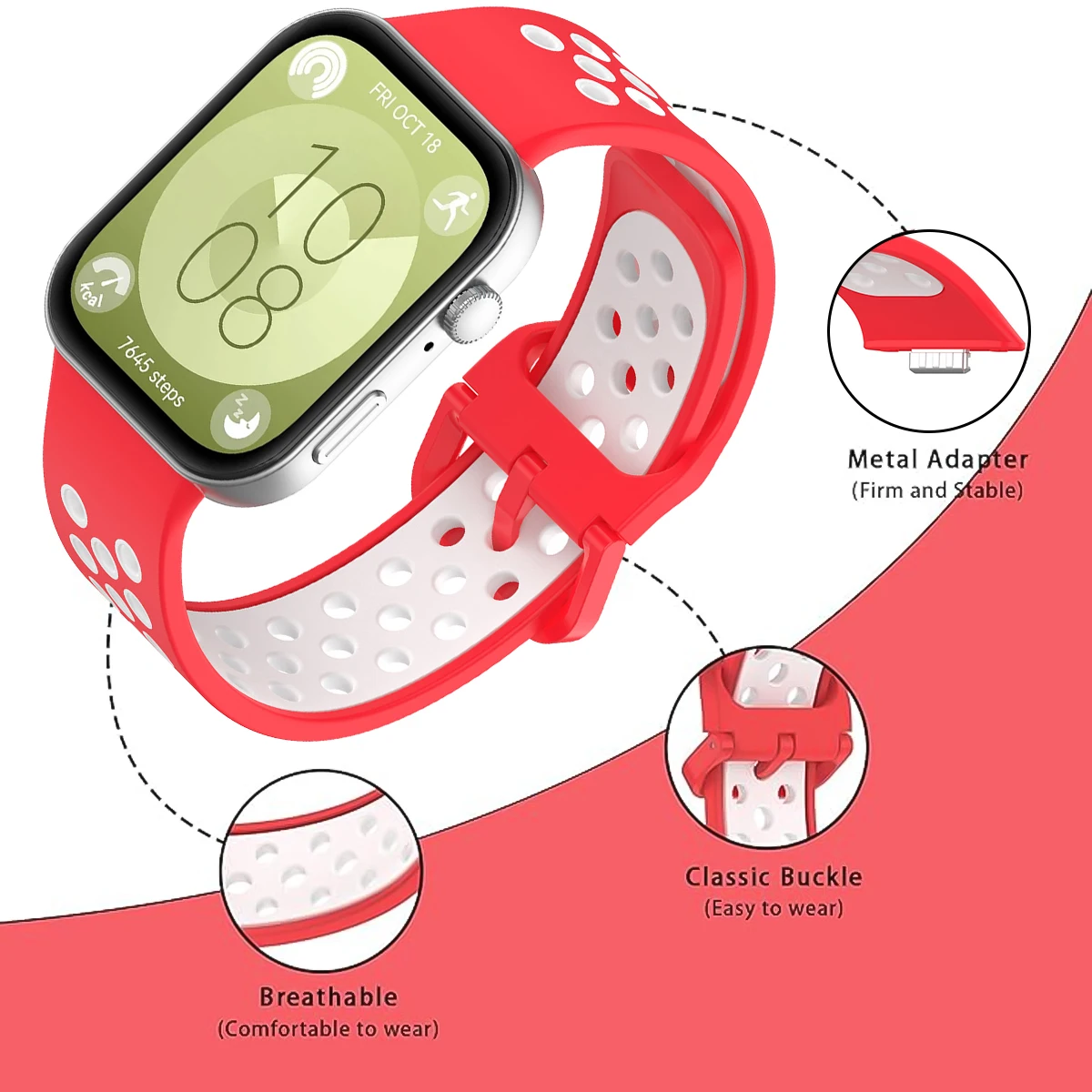 Breathable Silicone Strap for Huawei Watch Fit 3 4 Breathable Silicone Strap for Huawei Watch Fit 3 - Image 4