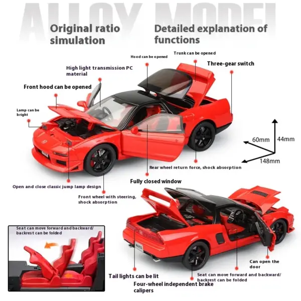1:32 Honda Acura NSX NA1 Diecast Model Car - Image 2