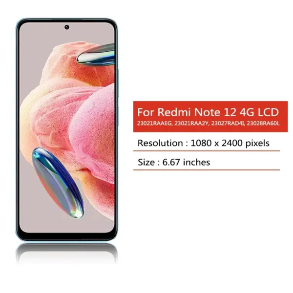 6.67'' AMOLED LCD Display for Xiaomi Redmi Note 12 4G - Image 2