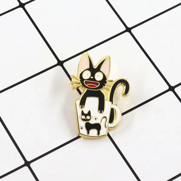 Black Cat Teacup Brooch Pin for Women - Image 4