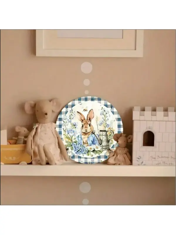 Country Style Wooden Wall Wreath with Rabbit Pattern - Image 8