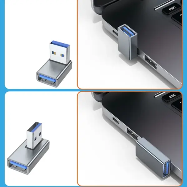 90° USB 3.0 Right Angle Extension Adapter for Laptop - Image 3