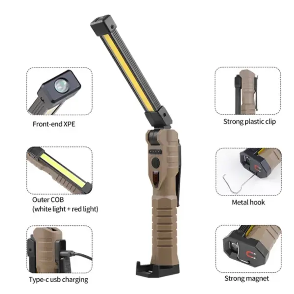 Foldable COB XPE LED Work Light with Battery - Image 2