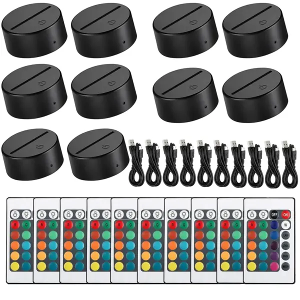 Set of 3D LED Acrylic Lamp Bases with Remote - Image 14