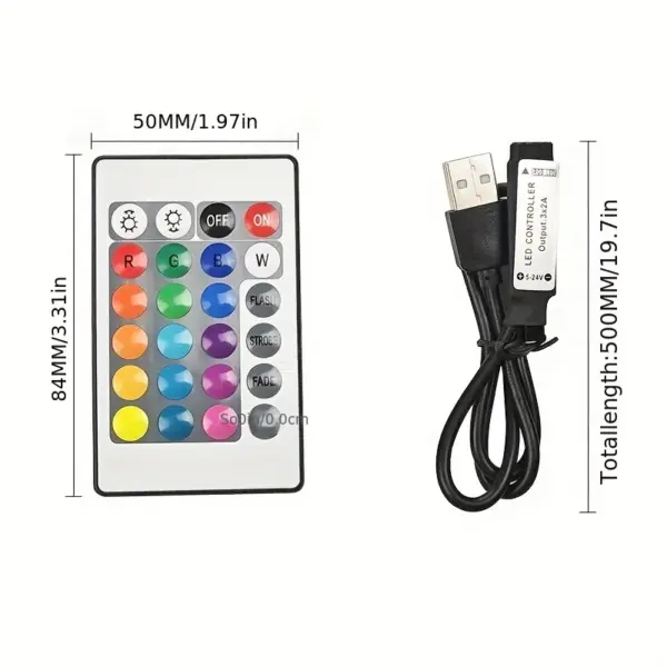 USB RGB LED Controller 24-Key Remote - Image 3