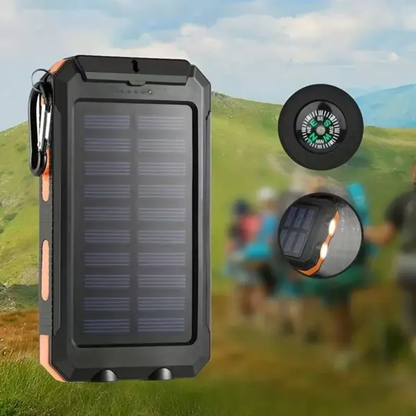 20000mAh Waterproof Solar Power Bank with Compass - Image 6