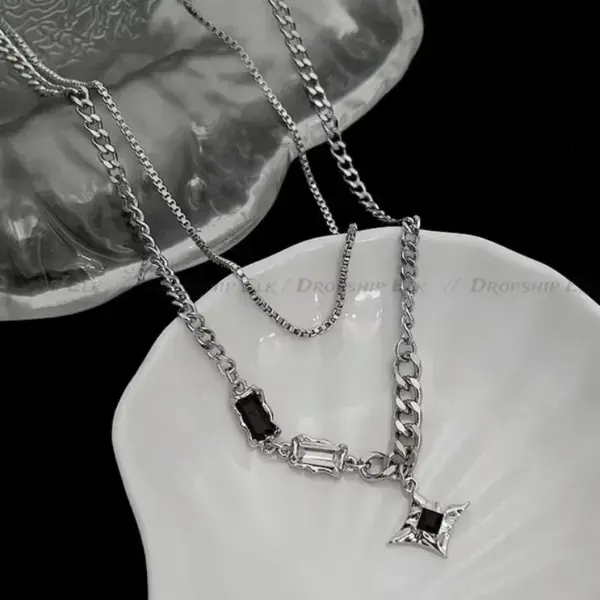 Black Zircon Starlight Pendant Necklace for Women - Image 3