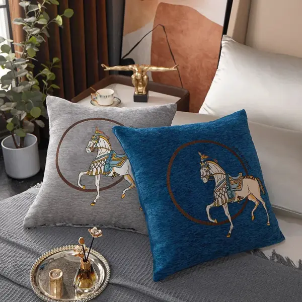Luxury Horse Embroidery 45cm Cushion Cover - Image 4