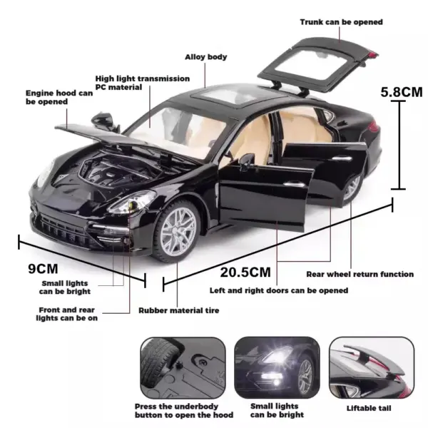 1:24 Porsche Panamera Metal Diecast Model Car - Image 3
