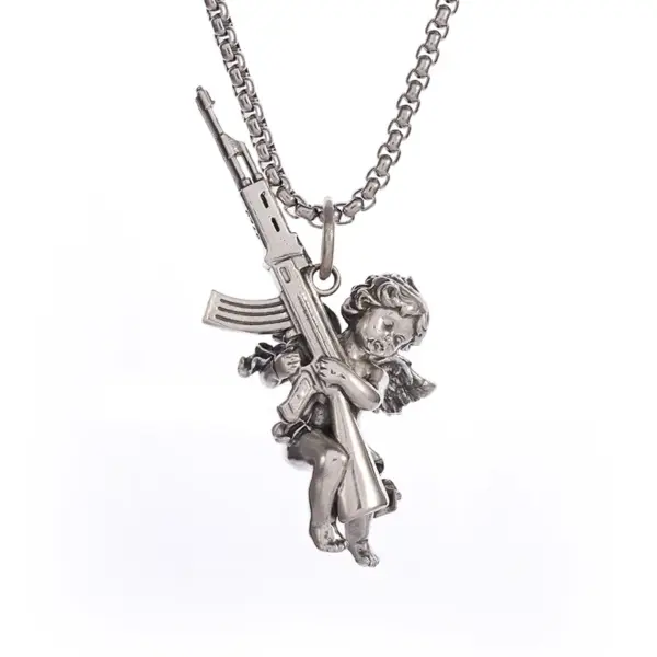 Vintage Gothic Skull Jesus Cross Pendant Necklace - Image 35