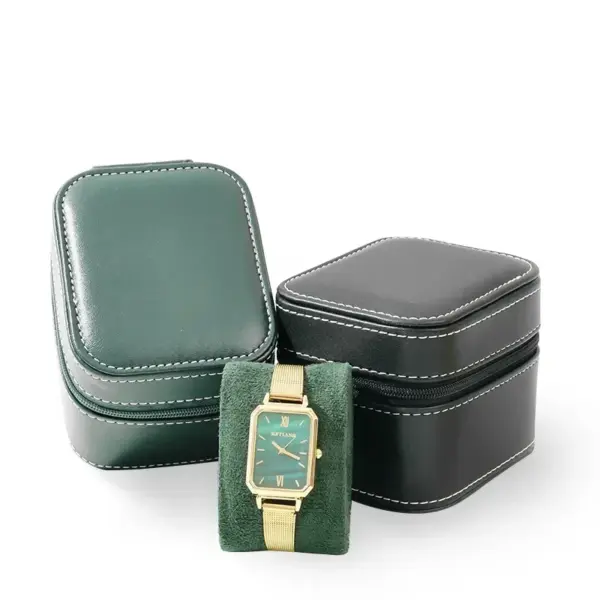 PU Leather Travel Watch Case with Removable Cushion - Image 4