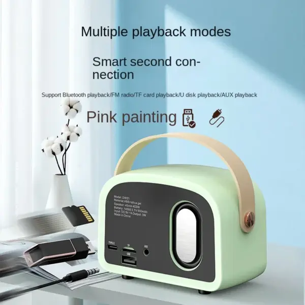 Retro Mini Bluetooth Speaker DW21 for Home & Travel - Image 6