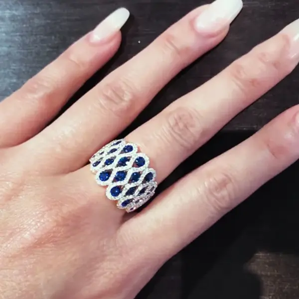 Huitan Geometric Zirconia Cocktail Ring for Women - Image 5