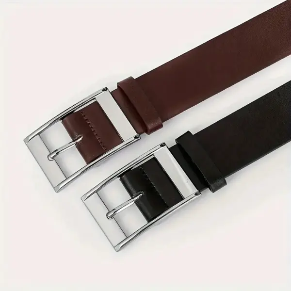 Luxury PU Leather Men's Belt with Metal Pin Buckle - Image 2