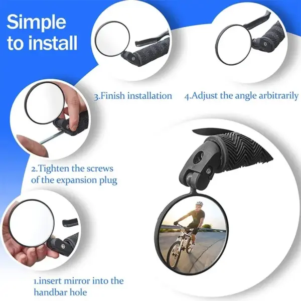 Wide-Angle Bicycle Rearview Mirror for Handlebar - Image 3
