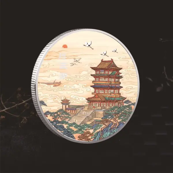 45mm Tengwang Pavilion Scenic Coin China Souvenir - Image 4