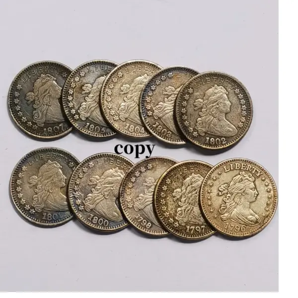 Replica Set of 10 Antique US Dimes 1796-1807 - Image 3
