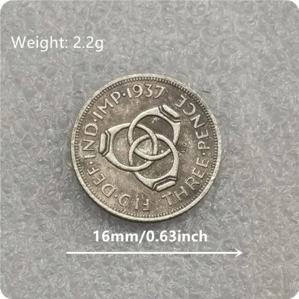 1937 UK Edward VIII 3 Pence Replica Coin - Image 5