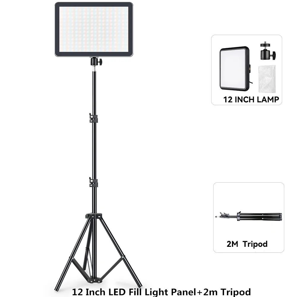 8/12 Inch LED Video Light Panel Kit with Tripod 8 8/12 Inch LED Video Light Panel Kit with Tripod - Image 8