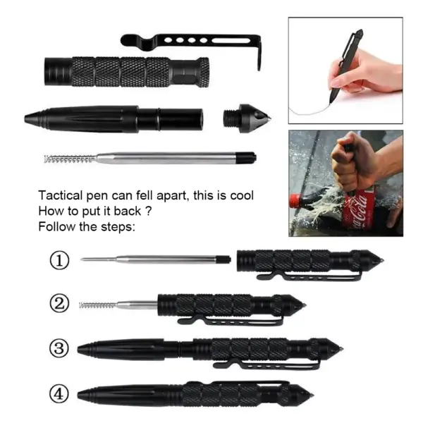 Multifunctional Metal Tactical Pen with Glass Breaker - Image 4