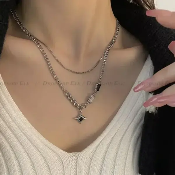 Black Zircon Starlight Pendant Necklace for Women - Image 2