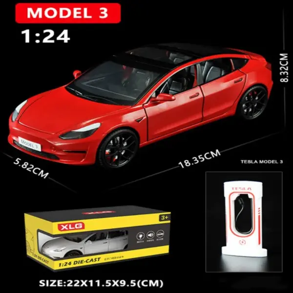 1:24 Tesla Model 3 Alloy Diecast Car - Image 6