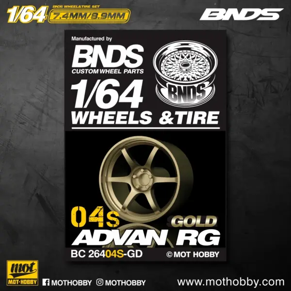 Gold 1/64 ABS Wheel and Rubber Tire Set - Image 15