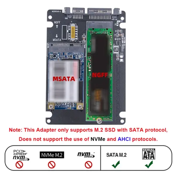 M.2 NGFF MSATA to SATA Adapter with Dual Disk Switch - Image 2