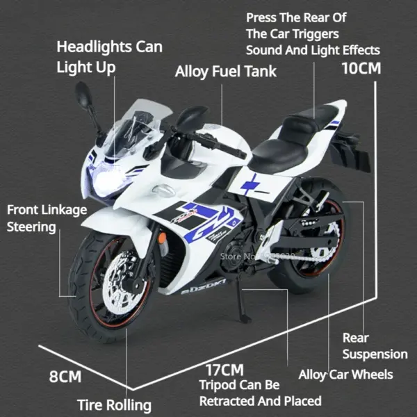 1/12 Suzuki GSX250R Diecast Motorcycle Model - Image 4