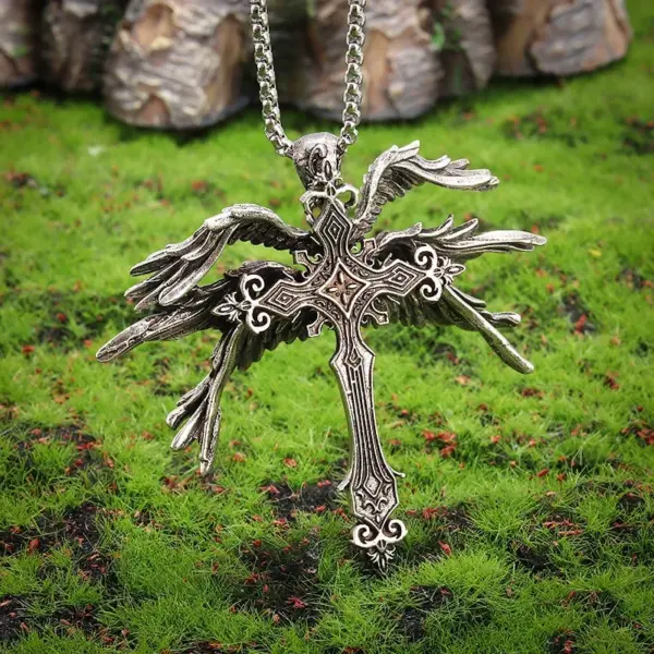 Vintage Gothic Skull Jesus Cross Pendant Necklace - Image 39