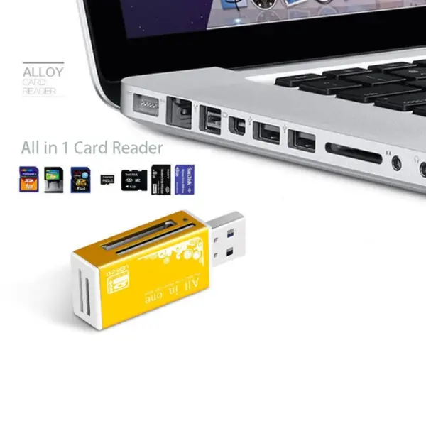 Alloy 4-Port USB2.0 Card Reader with LED Indicator - Image 4