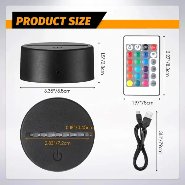Set of 3D LED Acrylic Lamp Bases with Remote - Image 6