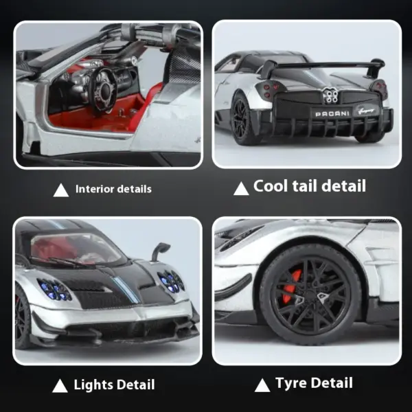 1:32 Pagani Huayra BC Diecast Car Model for Collectors - Image 6
