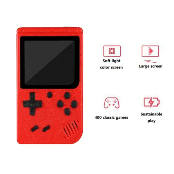 Red Retro Handheld Game Console with 400 Built-in Games - Image 2