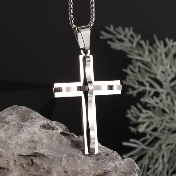Vintage Christian Cross Stainless Steel Pendant AL20401 - Image 17
