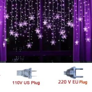 3.2M Snowflake LED Fairy Curtain Lights Waterproof Christmas Decor 21 Sfc6c982e458440c9a544404a6426c04eD