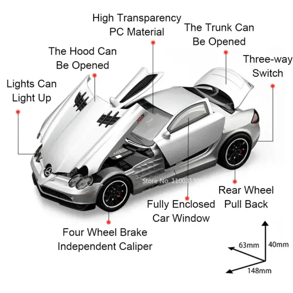 1:32 SLR 772S SLS Alloy Diecast Car Model - Image 2