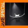 Curved Cat Pendant Necklace for Women