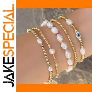 Evil Eye Natural Pearl Beaded Bracelet Set
