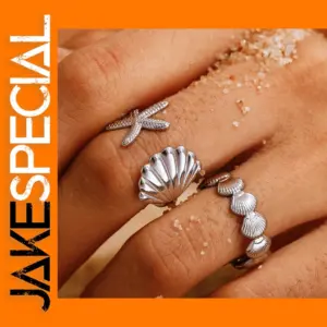 Adjustable Stainless Steel Sea Star Shell Ring